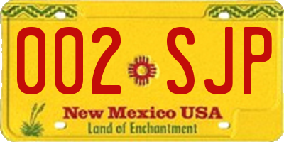NM license plate 002SJP