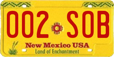 NM license plate 002SOB