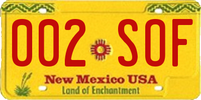 NM license plate 002SOF