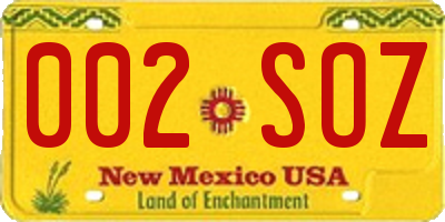 NM license plate 002SOZ