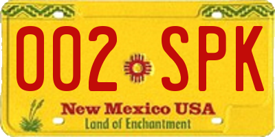 NM license plate 002SPK