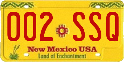 NM license plate 002SSQ
