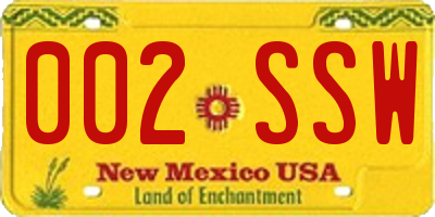NM license plate 002SSW