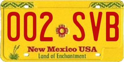 NM license plate 002SVB