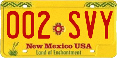 NM license plate 002SVY