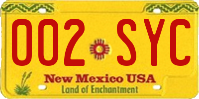 NM license plate 002SYC