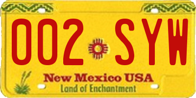 NM license plate 002SYW
