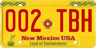 NM license plate 002TBH