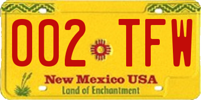 NM license plate 002TFW