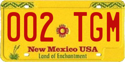 NM license plate 002TGM