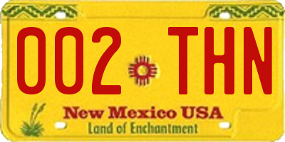 NM license plate 002THN