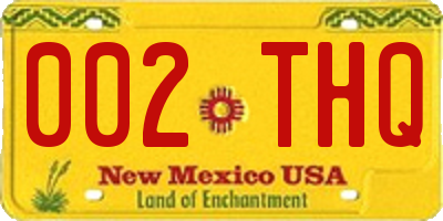 NM license plate 002THQ
