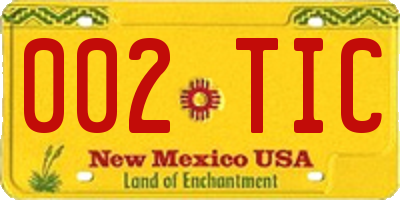 NM license plate 002TIC