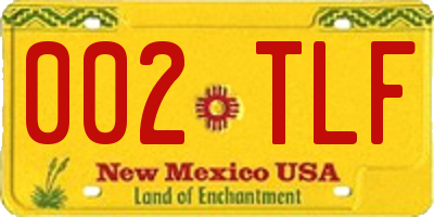NM license plate 002TLF