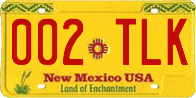 NM license plate 002TLK