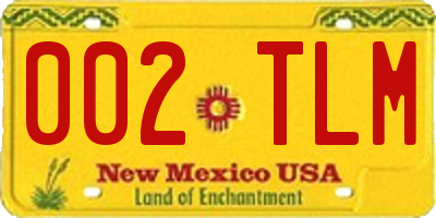 NM license plate 002TLM