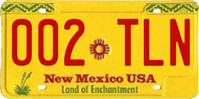 NM license plate 002TLN