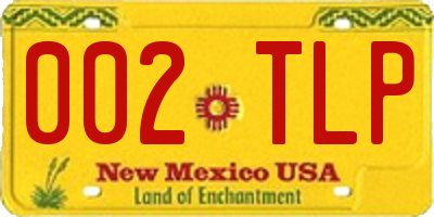 NM license plate 002TLP