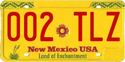 NM license plate 002TLZ
