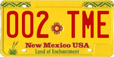 NM license plate 002TME