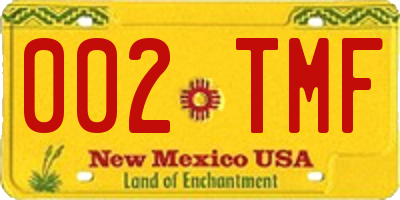 NM license plate 002TMF