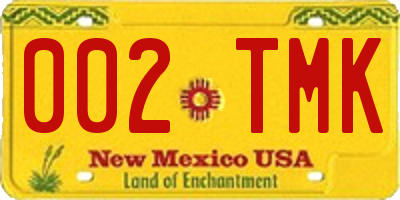 NM license plate 002TMK
