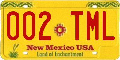 NM license plate 002TML