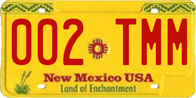 NM license plate 002TMM