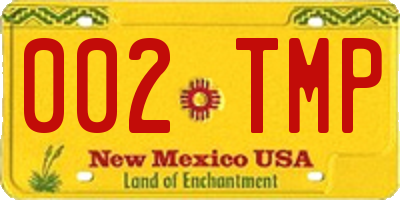 NM license plate 002TMP