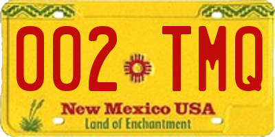 NM license plate 002TMQ
