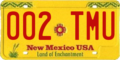 NM license plate 002TMU