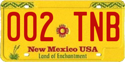 NM license plate 002TNB