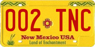 NM license plate 002TNC