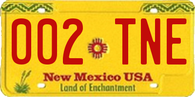 NM license plate 002TNE