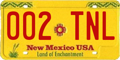 NM license plate 002TNL