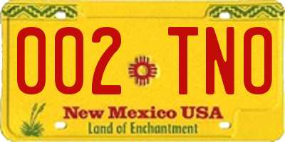 NM license plate 002TNO