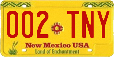 NM license plate 002TNY