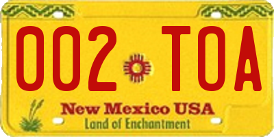 NM license plate 002TOA