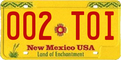 NM license plate 002TOI