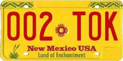 NM license plate 002TOK