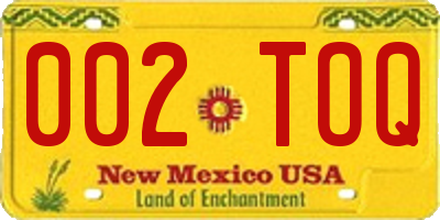 NM license plate 002TOQ