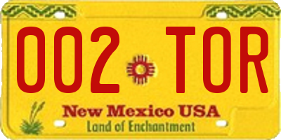 NM license plate 002TOR