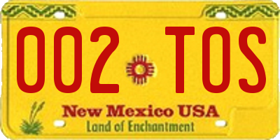 NM license plate 002TOS