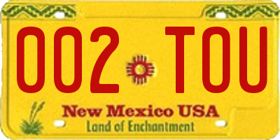 NM license plate 002TOU