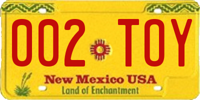 NM license plate 002TOY