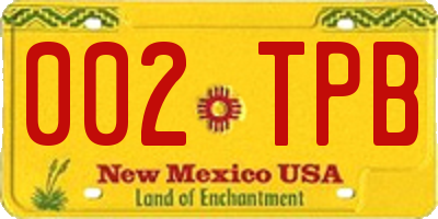 NM license plate 002TPB