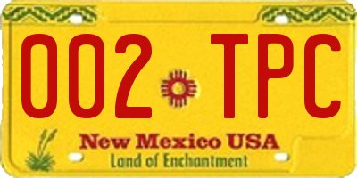 NM license plate 002TPC