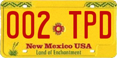 NM license plate 002TPD
