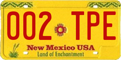 NM license plate 002TPE