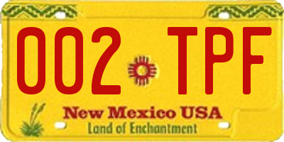 NM license plate 002TPF